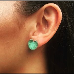 COPY - Verdigris lotus leaf stud earrings NWT